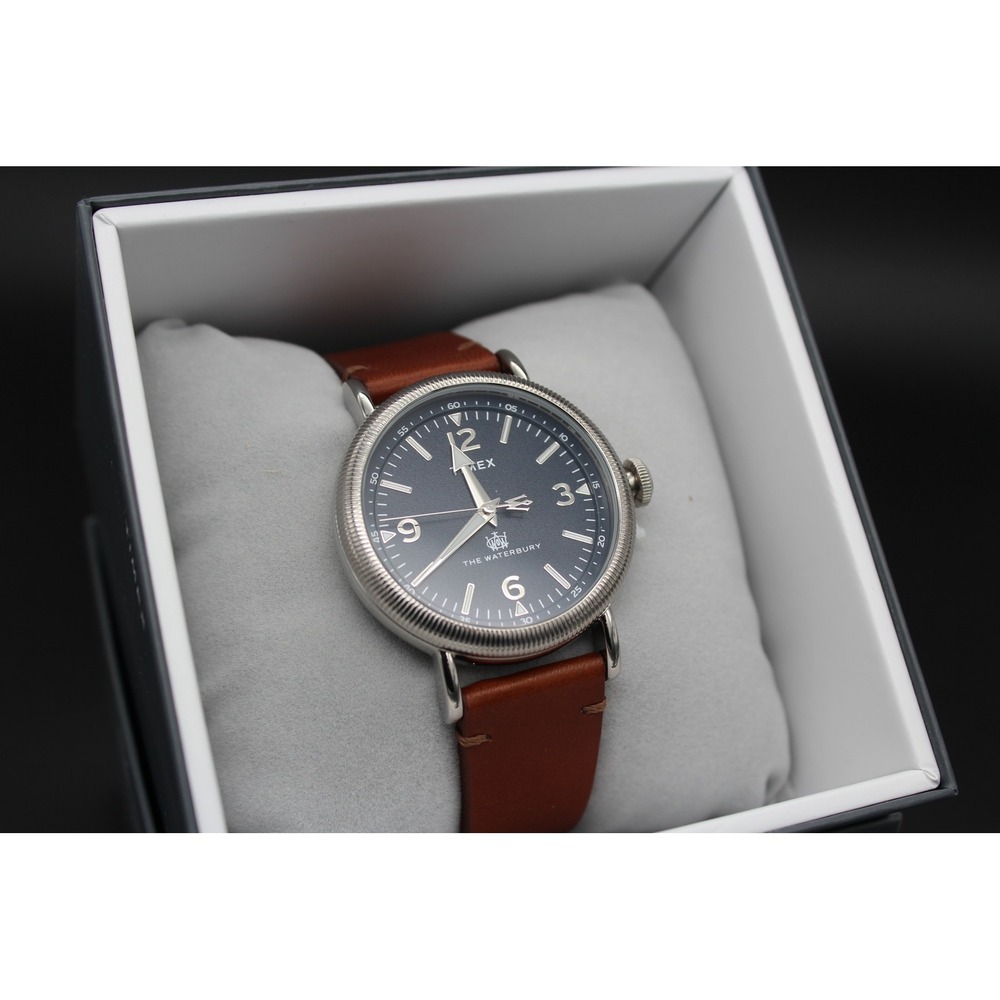 Timex The Waterbury Collection TW2W20400 Blue Dial Brown Leather Men Watch 40mm - Picture 3 of 3